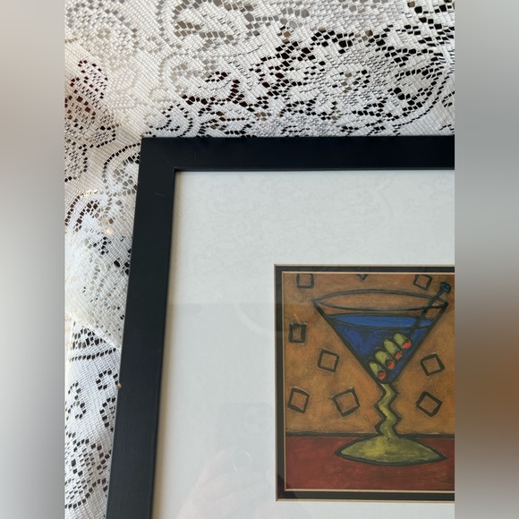 Martini glass print by Carolyn Oltman matted and framed art.#2 11 by 11 inches - Picture 8 of 8